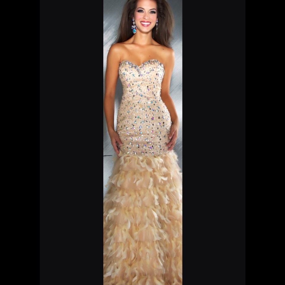 Mac Duggal feather dress